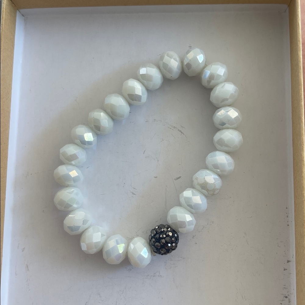White/Blue Gray Beaded Bracelet